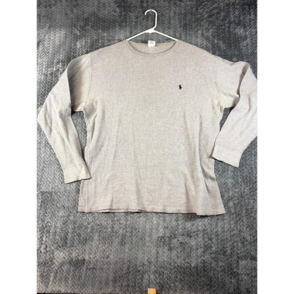 Polo By Ralph Lauren Waffle Knit Thermal Underwear Shirt Men XL Gray Cotton Pony